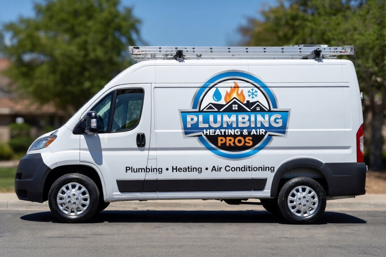 Local plumbing heating and air service van serving Petaluma